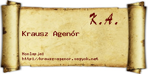 Krausz Agenór névjegykártya
